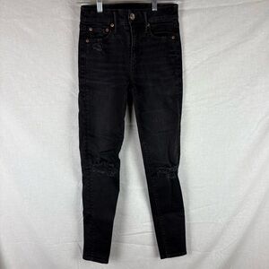 American Eagle Luxe High-Rise Distressed Black Jegging Size 0